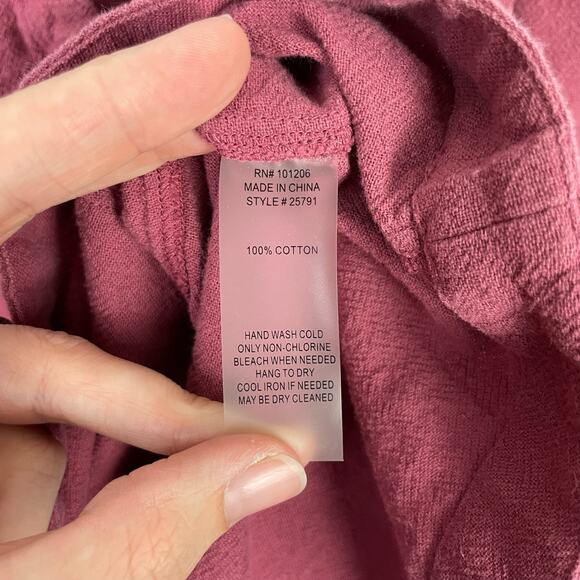 Soft Surroundings | Dark Pink Gypsy Gauze Cotton Pullover Cowl Neck Tunic Top - Picture 7 of 8